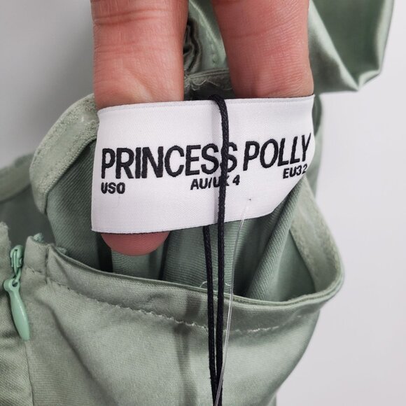 Princess Polly Sadee Maxi Dress Women Size US 0 NWT Off Shoulder Sage - Picture 9 of 13